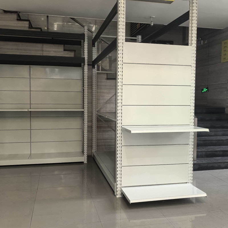 Warehouse-style supermarket shelving