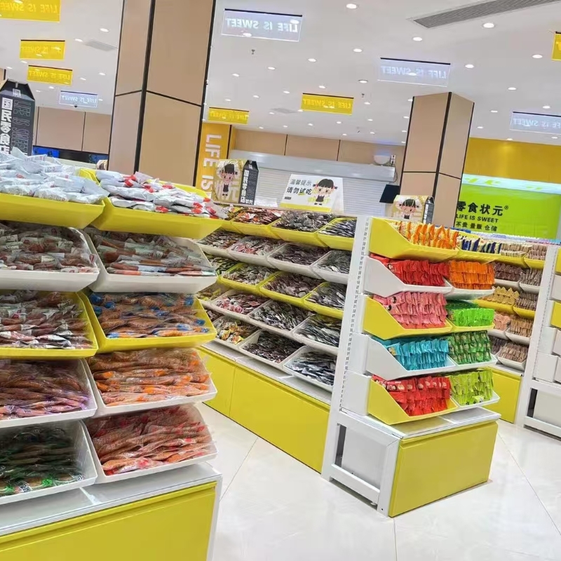 Bulk food display racks for retail stores