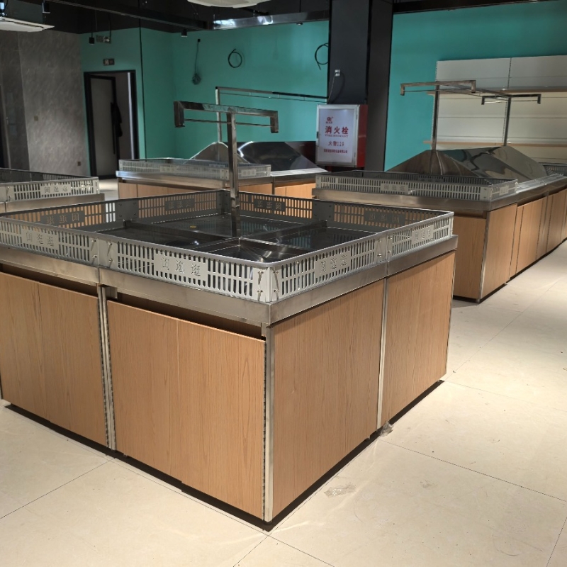 Supermarket Fresh Produce Section – Iron and Wood Fruit & Vegetable Shelving